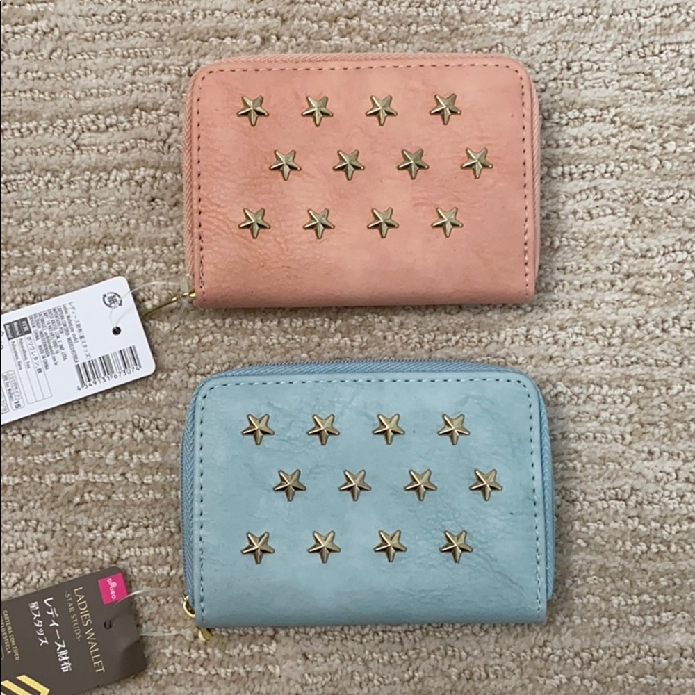 Set of 2 Star Studded Zip Coin Case